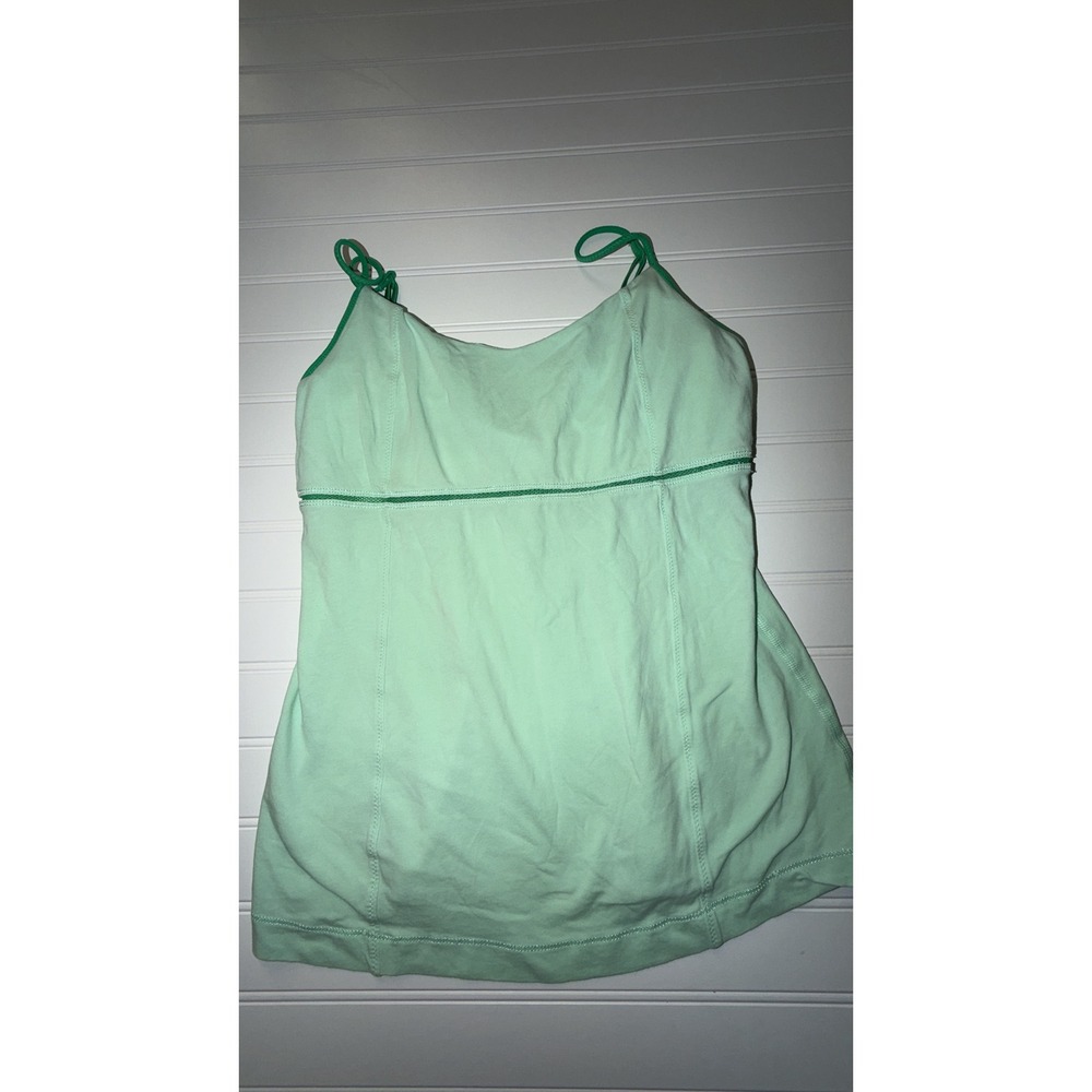 Lululemon Power Y Tank Top Mint Green Built In Bra Adjustable Straps Womens 6